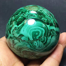 Load image into Gallery viewer, DingSheng Natural Green Malachite Ball Quartz Crystal Sphere Mineral Specimen Healing Crystal Stone Home Dcoration & Free Pouch & Wood Stand (50-53mm)