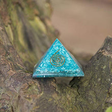 Load image into Gallery viewer, Orgone Pyramid – Emf Protection Anxiety Relief Crystals and Healing Stones Aquamarine Energy Generator Chakra Healing Crystals Handmade Orgonite Pyramid for – Sleep Aid Smudge Kit Reiki Supplies