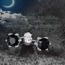 Load image into Gallery viewer, Sunnyshopday 18ct White Gold Plated on Sterling Silver Base Black Obsidian,Earring Stud with Gift Box,Men Women