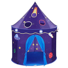 Load image into Gallery viewer, pan hui Play Tent - Space Themed Pretend Play Tent- Space Play House- Spaceship Tent for Kids - Foldable Pop Up Star Play Tent Purple