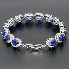 Load image into Gallery viewer, Hermosa Oval Ladies Tennis Bracelet Sapphire Ruby Emerald White Topaz Silver 7 inch (Sapphire)