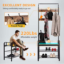Load image into Gallery viewer, VIVOHOME 3-in-1 Entryway Hall Tree, Heavy Duty MDF Stand Coat Rack with Storage Bench, Industrial Wood Furniture with Stable Metal Frame, 8 Hooks