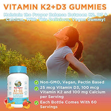 Load image into Gallery viewer, Vitamin D3, K2 Calcium Gummies by MaryRuth's, Plant Based, Non-GMO, Gluten Free for Men, Women & Kids, 2 Month Supply (60 Gummies)
