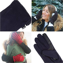 Load image into Gallery viewer, isotoner Women's Stretch Fleece Touchscreen Texting Cold Weather Gloves with Warm, Soft Lining, smartDRI Black, One Size