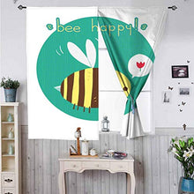 Load image into Gallery viewer, Hiiiman Solid Rod Pocket Top Winking Bumblebee Cartoon Doodle W72 x L63 Blackout Curtains for Living Room