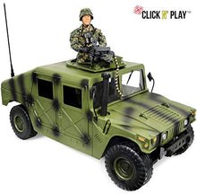 Load image into Gallery viewer, Click N' Play Military Jumbo 12" Long Humvee Vehicle Action Figure Play Set with Accessories (CNP30558-)