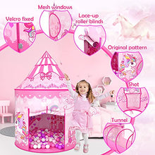 Load image into Gallery viewer, GeerWest 3PC Princess Tent for Girls with Kids Ball Pit, Kids Play Tents and Crawl Tunnel for Toddlers, Pink Pop Up Playhouse Toys for Baby Indoor& Outdoor Tent Games, Birthday Kid’s Gifts