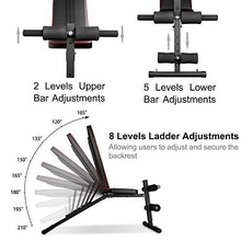 Load image into Gallery viewer, arteesol Weight Bench – Adjustable Weight Bench Workout Bench Exercise Bench with Elastic Strings for Full Body Training (L-C-Black)
