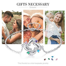 Load image into Gallery viewer, kaululu Personalized Gifts for Mom Charm Birthstone Bracelets for Women with 4 Baby feet Custom Women's Name Bracelet Adjustable for Mother Wife Grandma Mother's Day Birthday Gift