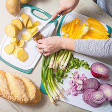 Load image into Gallery viewer, HOMWE Plastic Cutting Boards for Kitchen - 3 Piece Chopping Board Set w/ Easy Grip Handles, Aqua