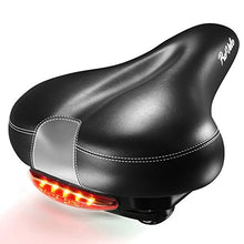 Load image into Gallery viewer, provelo Most Comfortable Bike Seat for Men Women - Wide Soft Padded Bicycle Saddle – LED Taillight – Clamp and Protection Cover Included – Comfort Memory Foam Cushion - Waterproof Leather