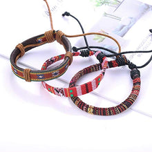 Load image into Gallery viewer, Finrezio 24 Pcs Braided Leather Bracelet Set for Women Men Wristbands Boho Ethnic Tribal Linen Hemp Cords Beads Wrap Bracelets String Handmade Jewelry