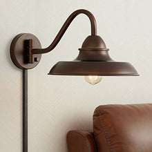 Load image into Gallery viewer, Bowdon Rustic Farmhouse Swing Arm Wall Lamp Industrial Bronze Plug-in Light Fixture Barn Style for Bedroom Bedside Living Room Reading - Franklin Iron Works