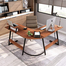 Load image into Gallery viewer, Cubiker Modern L-Shaped Desk Computer Corner Desk, PC Laptop Writing Study Desk for Home Office Wood & Metal, Espresso