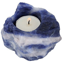 Load image into Gallery viewer, mookaitedecor Natural Sodalite Crystal Tea Light Candle Holder/Air Plant Holder Home Decor