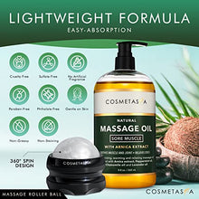 Load image into Gallery viewer, Cosmetasa Massage Oil for Sore Muscles with Roller Ball - Soothes Joints & Muscles with Arnica, Lavender Oil, Peppermint Oil & Chamomile Extract