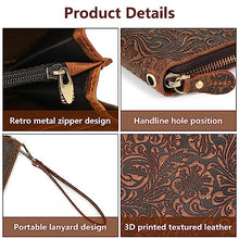 Load image into Gallery viewer, GUZUHUKU Vintage Embossed Zipper Wallet, Womens Wallets Large Capacity Detachable Wrist Strap Clutch Purses Perfect for Travel and Dating
