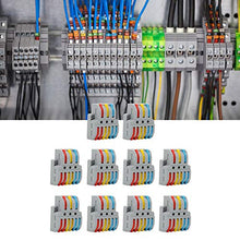 Load image into Gallery viewer, 10Pcs Electrical Connectors, Lever Nut, Wire Block Clamp Terminal 3in6out Color Quick Wiring Electrical Connectors LT633