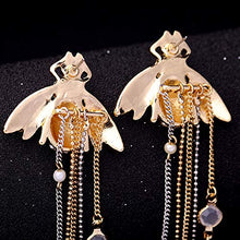 Load image into Gallery viewer, Nonsucheer Jewelry for Women Link Chain Fringe Long Earrings Cute Crystal Insect Bee Fashion Earrings Brincos