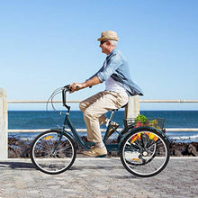 Load image into Gallery viewer, Sibosen Adult Tricycles for Women/Men, 7 Speed Adult Mountain Bikes Tricycles 24 Inch 3 Wheeled Mountain Trike Bicycles w/Carbon Steel Low Step-Through Frame Folding Basket - USA Warehouse Delivery