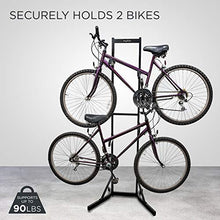 Load image into Gallery viewer, RaxGo Bike Storage Rack, 2 Bicycle Garage Floor Stand, Adjustable, Freestanding, Adjustable Hooks, For Mountain & Road bicycles, Universal For Indoor Use