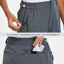 Load image into Gallery viewer, BALEAF Women's 10 Inches Quick Dry Stretch Hiking Cargo Shorts with Zippered Pockets UPF 50+ for Camping, Travel Dark Grey Size S