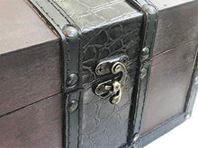 Load image into Gallery viewer, Wood and Leather Treasure Chest Box Decorative Storage Chest Box with Lock | Handcrafted Decorative Boxes with Lids for Home Decor | Wood Box with Lid | Small Chest | Wooden Stash Box