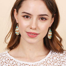 Load image into Gallery viewer, Bonaluna Boho Printed on Wood Teardrop Statement Earrings