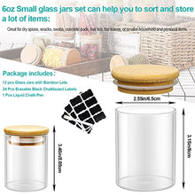 Load image into Gallery viewer, Nialnant 12 Pcs Glass Spice Jars with Bamboo Lids, 6oz Small Glass Jars with Labels & Pen, Glass Storage Jars for Kitchen Tea Coffee Sugar Nuts