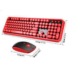 Load image into Gallery viewer, Wireless Keyboard Mouse Combo,2.4GHz Waterproof Keyboard with Round Retro Style Red Key and Optical Wireless Gaming Mouse with 3 Adjustable DPI, Compatible with PC, Computer, Laptop, Desktop, Note