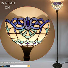 Load image into Gallery viewer, Tiffany Style Torchieres Floor Lamp Table Desk Standing Lighting White Blue Baroque Wide 12 Tall 66 Inch Stained Glass Lampshade for Living Room Bedroom Antique S003B WERFACTORY