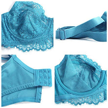 Load image into Gallery viewer, HSIA Women Minimizer Unlined Underwire Bra Eyelash Lace Unpadded Bra Sheer Sexy Bra 34C-44DDD Horizon Blue