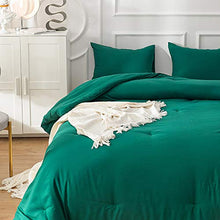 Load image into Gallery viewer, Wellboo Green Comforter Sets Queen Men Boys Bedding Sets Solid Emerald Comforter Cotton Women Adult Full Comforter Lightweight Microfiber Quilts Dark Color Blankets Breathable Soft with 2 Pillowcases