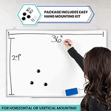 Load image into Gallery viewer, Officeline Ultra-Slim, Lightweight Magnetic Dry Erase Board & Accessories (Includes Whiteboard Pen & Pen Tray, 3 x Magnets & Eraser) (24 x 36 Inch)
