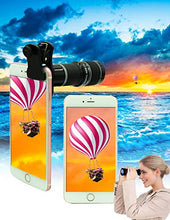 Load image into Gallery viewer, Cell Phone Camera Lens Kit,11 in 1 Universal 20x Telephoto Lens,0.63Wide Angle+15X Macro+198°Fisheye+2X Telephoto+Kaleidoscope+CPL/Starlight/Eyemask/Tripod/Remote,for Most Smartphone (Black)