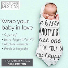 Load image into Gallery viewer, Ocean Drop 100% Cotton Muslin Swaddle Baby Blanket – ‘Hold Me’ Quote with Gift Box for Boys and Girls, Neutral, Baptism, Newborn, Baby Shower, Christening – Super Soft, Breathable, Large “47x47”