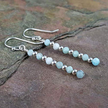 Load image into Gallery viewer, Dominican Larimar Natural Bar Minimal Drop Earrings - 925 Sterling Silver
