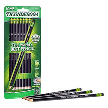 Load image into Gallery viewer, TICONDEROGA Pencils, Wood-Cased Graphite #2 HB Soft, Pre-Sharpened, Black, 10-Pack (13915)