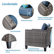 Load image into Gallery viewer, ovios Patio furnitue, Outdoor Furniture Sets,Morden Wicker Patio Furniture sectional with Table and Pillow,Backyard,Pool (Grey-Denim Blue)