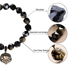 Load image into Gallery viewer, Jewever Obsidian Cat Claw Bracelet Speciacl-cut-shape Elastic Simple Design Stretch Woman Jewelry