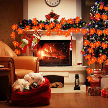 Load image into Gallery viewer, Thanksgiving Decorations Lighted Fall Garland, Fall Maple Leaves String Lights for Indoor Outdoor Total 32 ft 100 LED Maple Leaves Light,Halloween String Lights Fall Decor for Home Holiday