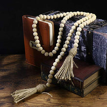 Load image into Gallery viewer, LIOOBO Wood Bead Garland Farmhouse Rustic Country Beads Holiday Decoration Wall Hanging Prayer Beads