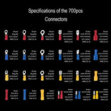 Load image into Gallery viewer, Wire Terminals Crimper Kit, Knoweasy Wire Crimping Tool of AWG22-10 and Electrical Connectors Kit with 700PCS Wire Terminals Connectors
