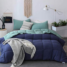 Load image into Gallery viewer, KASENTEX All Season Down Alternative Quilted Comforter Set Reversible Ultra Soft Duvet Insert Hypoallergenic Machine Washable, King, Turquoise Sea Green/Twilight Blue