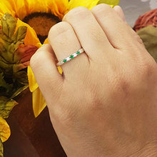 Load image into Gallery viewer, Dazzlingrock Collection 10K Round Emerald & Diamond 5 Stone Ladies Anniversary Wedding Band, White Gold, Size 7