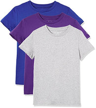 Load image into Gallery viewer, Kid Nation Kids Unisex 3 Packs 100% Cotton Tagless Short Sleeve Crewneck T Shirts XL Blue+Purple+Gray