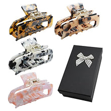 Load image into Gallery viewer, 4PCS Large Hair Clips for Women LAXMTT Hair Clips for Thick Hair Acrylic Banana Clips Hair for Girls Gift, for Halloween, Thanksgiving, Christmas gifts(Long Size,Leopard Print)