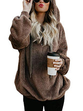 Load image into Gallery viewer, Century Star Womens Fuzzy Hoodies Pullover Cozy Oversized Pockets Hooded Sweatshirt Athletic Fleece Hoodies Brown Large