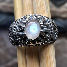 Load image into Gallery viewer, Natural Rainbow Moonstone 925 Solid Sterling Silver Men's Ring Size 8, 9, 10, 11, 12, 13