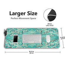 Load image into Gallery viewer, RGB LED Gaming Mouse Pad, Turquoise,Persian Shamse Motif Sun, Large Mouse Pad, Non-Slip Rubber Base, Waterproof Computer Keyboard Mouse Mat for Gamer/Esports Pros/Office, 31.5 x 11.8in